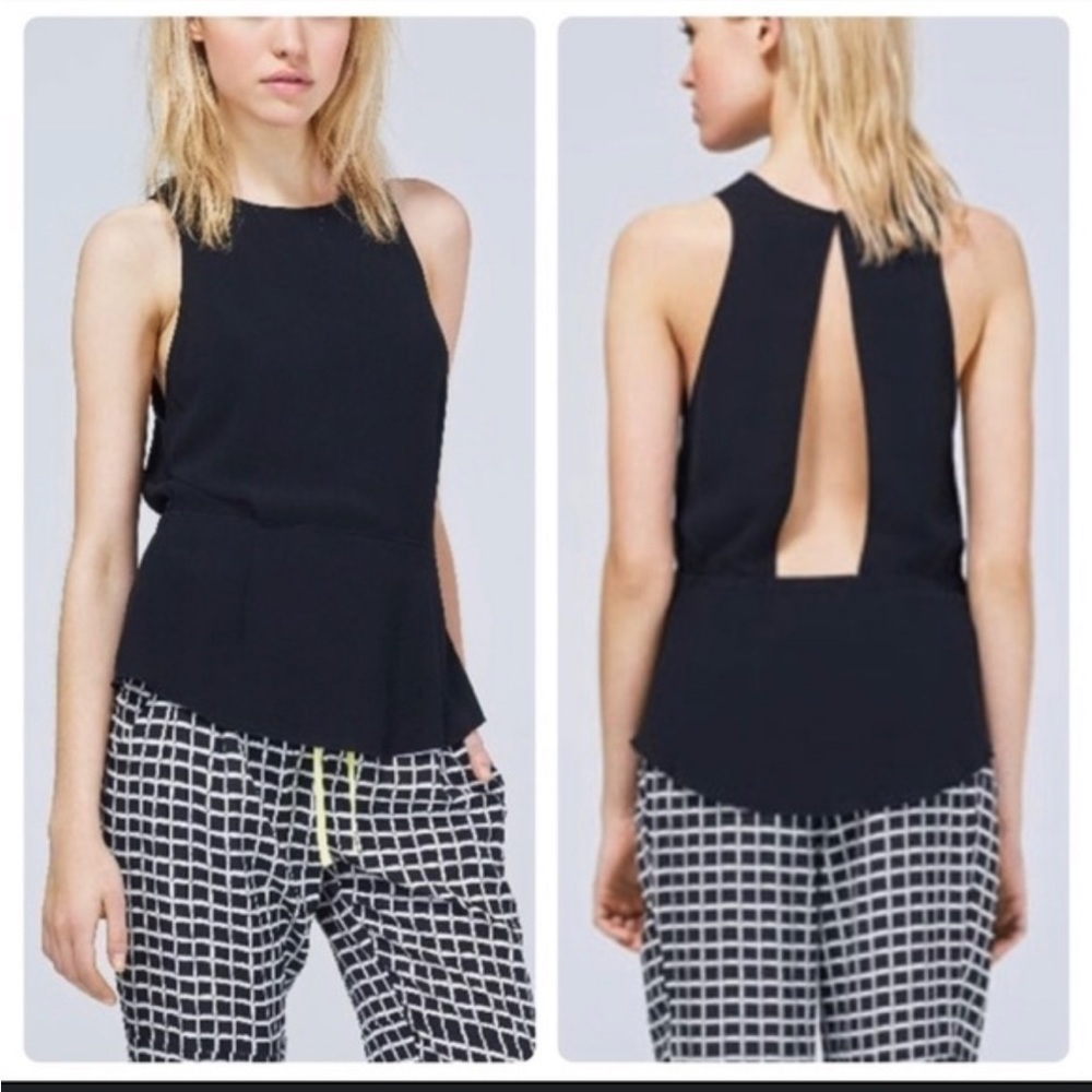 Wilfred Sleeveless Filles Peplum Open Back Top in Pink